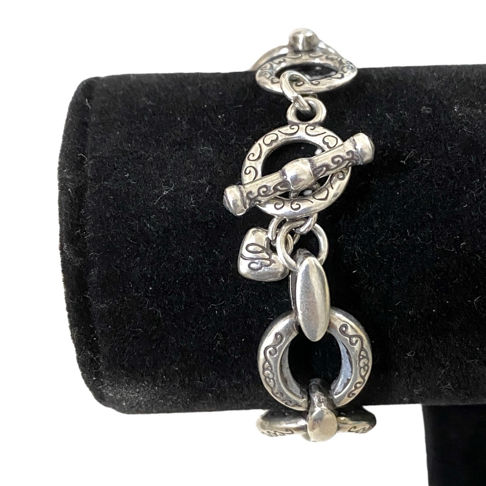 Brighton Silver Etched Toggle Adjustable Bracelet… - image 4